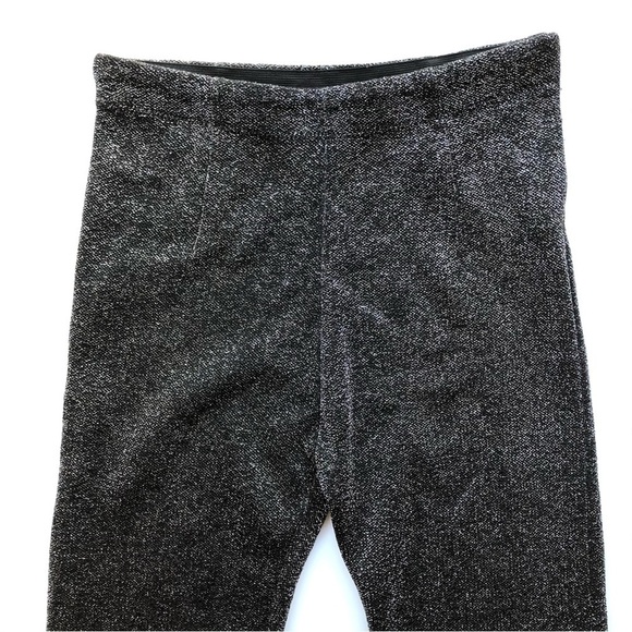 Zara Knit High Rise Black Metallic Pants Slit Leg Leggings - Picture 5 of 11